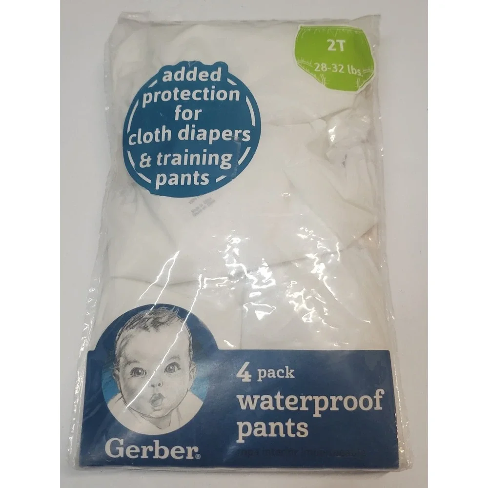 Gerber 4 Pack Waterproof Pants‎ for Cloth Diapers & Training Pants 2T 28-32 lb